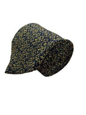 Brioni Mens Navy Yellow Silk Tie Geometric Pattern Handmade In Italy 3.5" Wide